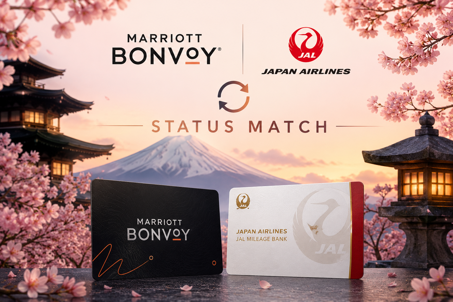 Marriott JAL status match showing FLY ON Points awarded by Marriott Bonvoy elite tier